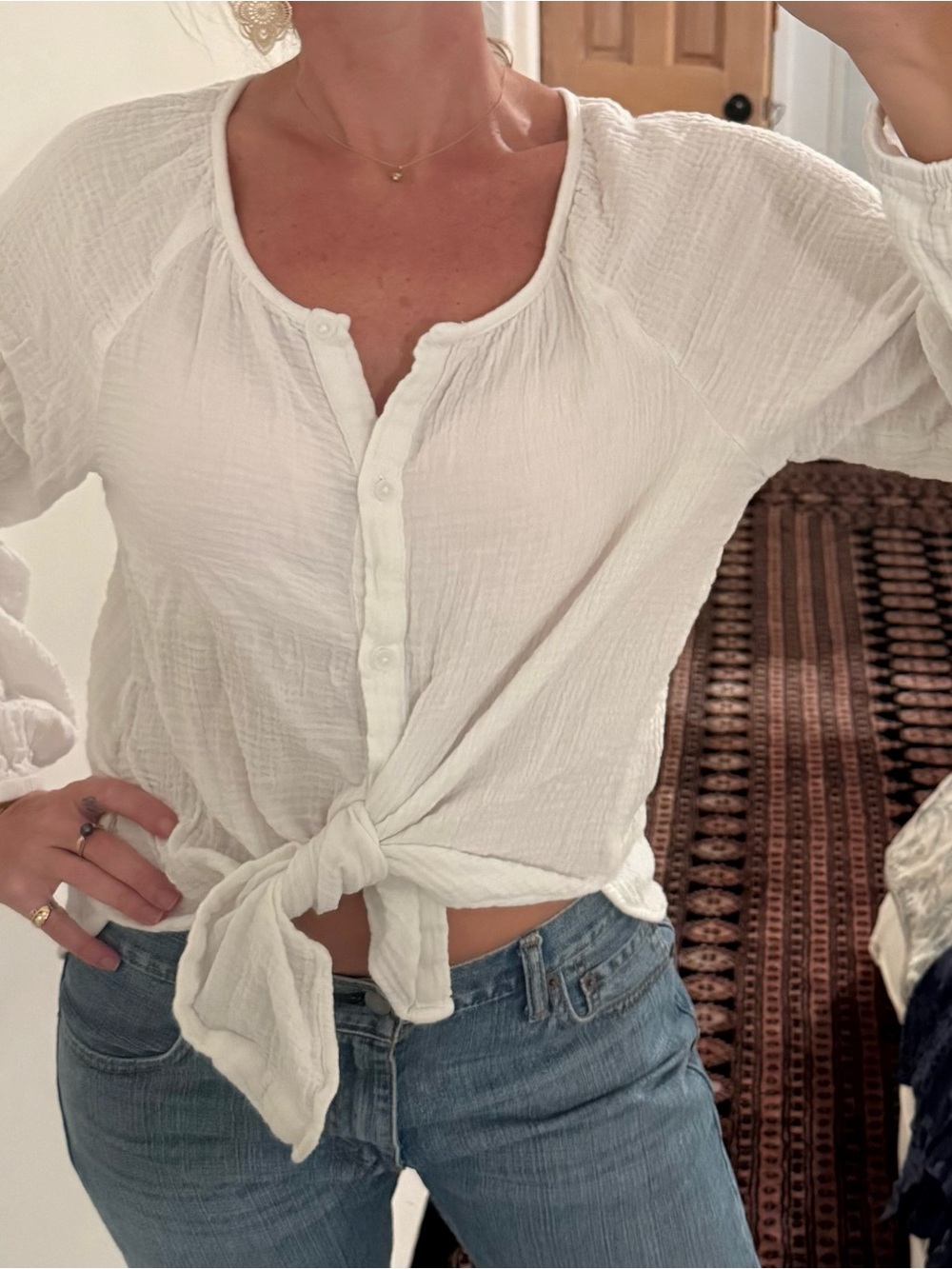 White Mousseline cotton long sleeve woman’s shirt